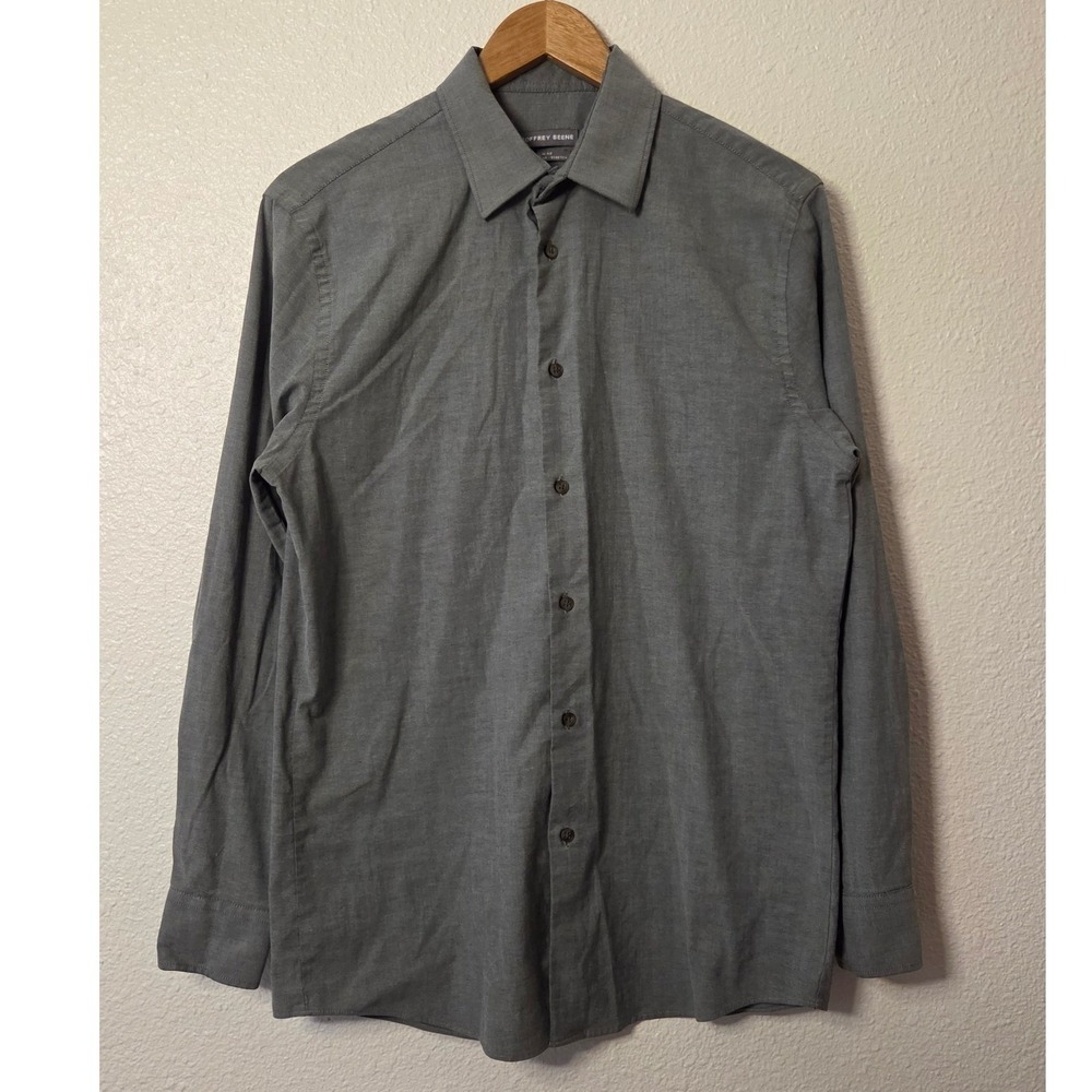 Geoffrey Beene Gray Button Up Men's Medium Slim Fit Quiet Luxury Officecore